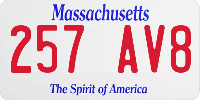 MA license plate 257AV8