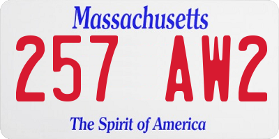 MA license plate 257AW2