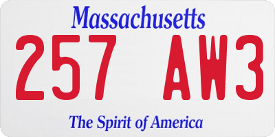 MA license plate 257AW3
