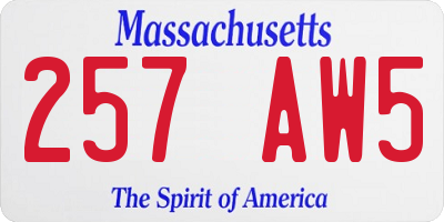 MA license plate 257AW5