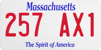 MA license plate 257AX1