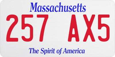 MA license plate 257AX5