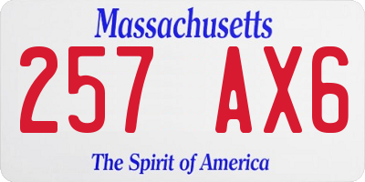 MA license plate 257AX6