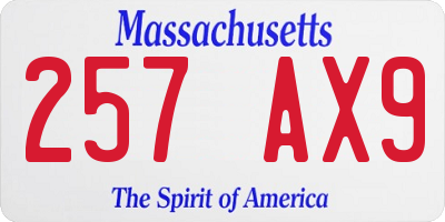 MA license plate 257AX9
