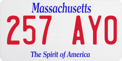 MA license plate 257AY0