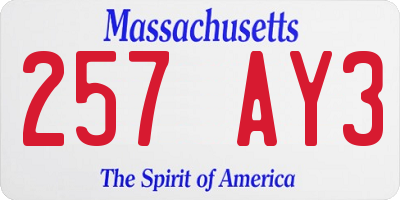 MA license plate 257AY3