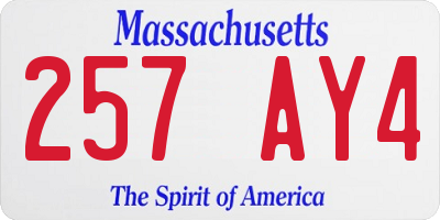 MA license plate 257AY4