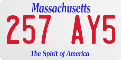 MA license plate 257AY5
