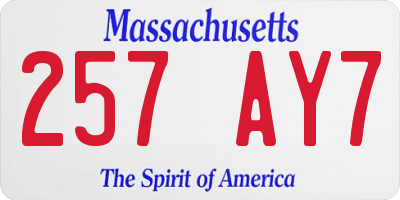 MA license plate 257AY7