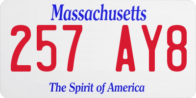 MA license plate 257AY8