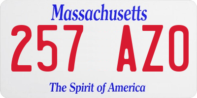 MA license plate 257AZ0