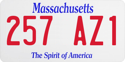 MA license plate 257AZ1
