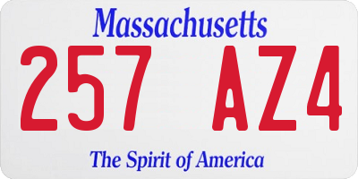 MA license plate 257AZ4