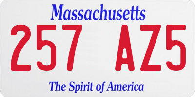 MA license plate 257AZ5