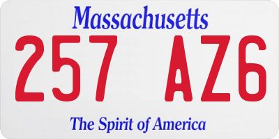 MA license plate 257AZ6