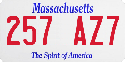 MA license plate 257AZ7