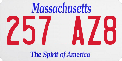 MA license plate 257AZ8