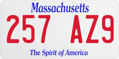 MA license plate 257AZ9