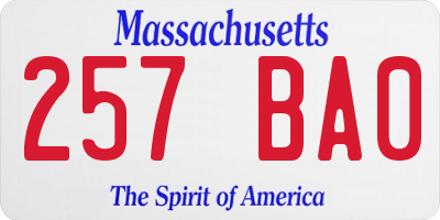 MA license plate 257BA0