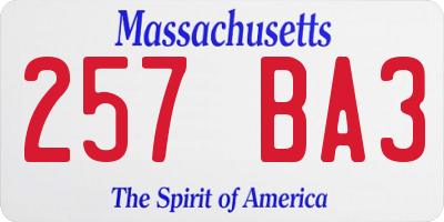 MA license plate 257BA3