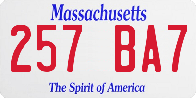 MA license plate 257BA7