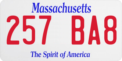MA license plate 257BA8