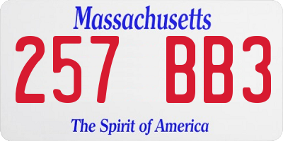 MA license plate 257BB3