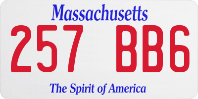 MA license plate 257BB6