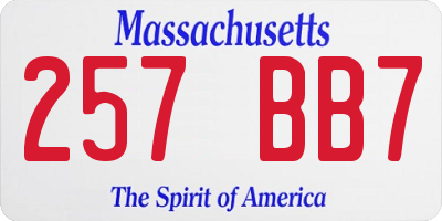 MA license plate 257BB7