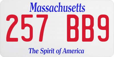 MA license plate 257BB9