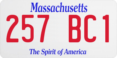 MA license plate 257BC1