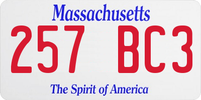 MA license plate 257BC3