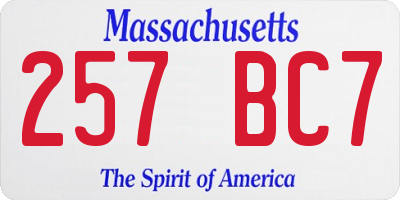 MA license plate 257BC7
