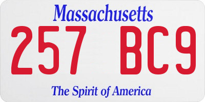 MA license plate 257BC9