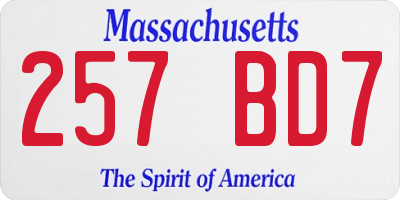 MA license plate 257BD7