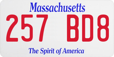 MA license plate 257BD8