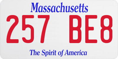 MA license plate 257BE8