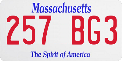 MA license plate 257BG3