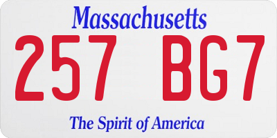MA license plate 257BG7