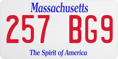 MA license plate 257BG9