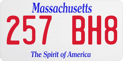 MA license plate 257BH8