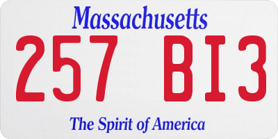 MA license plate 257BI3