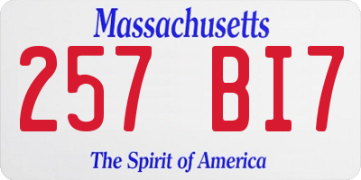 MA license plate 257BI7