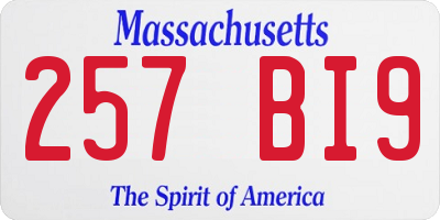 MA license plate 257BI9