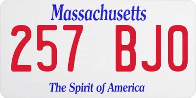 MA license plate 257BJ0
