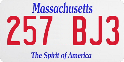 MA license plate 257BJ3