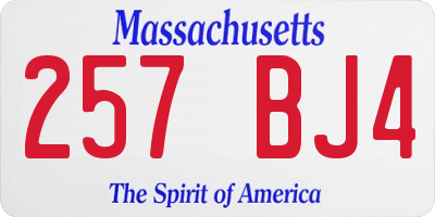 MA license plate 257BJ4