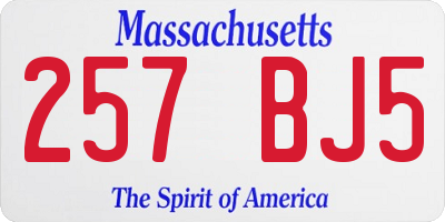 MA license plate 257BJ5