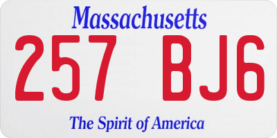 MA license plate 257BJ6