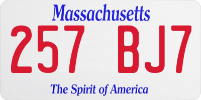 MA license plate 257BJ7